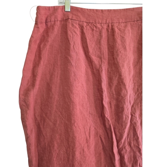 Amalie The Label Cleide Linen Midi Skirt in Dusty Clay 16 Side Slit - Picture 4 of 9